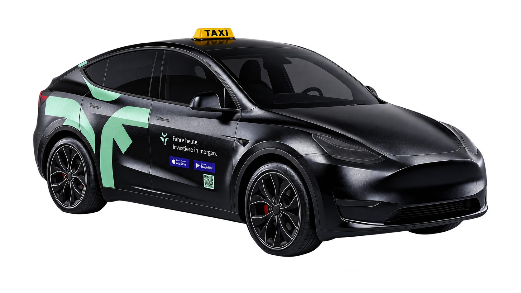 Black Tokify-branded Tesla Model Y taxi