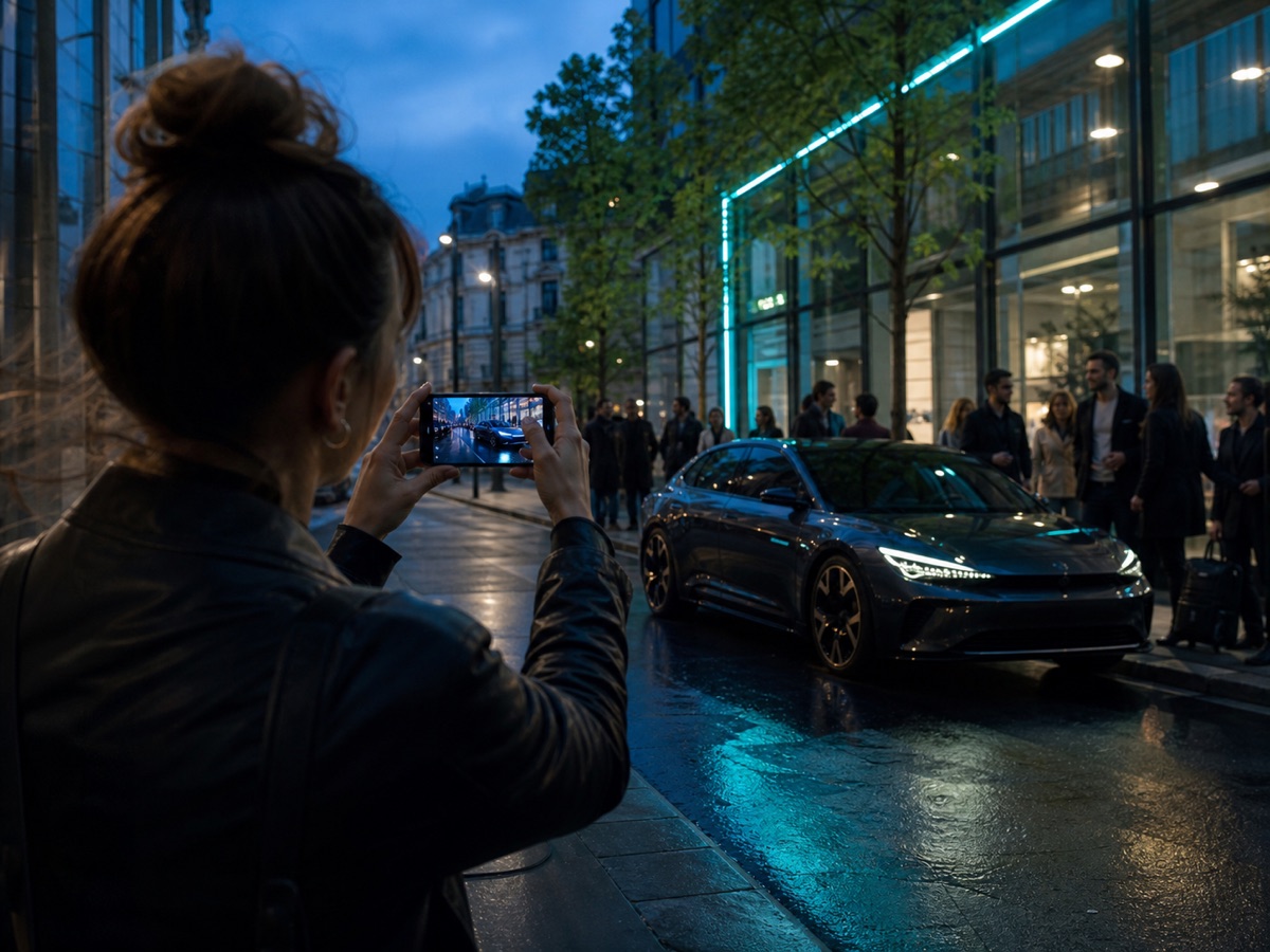 Community creator documenting an electric taxi and city activation