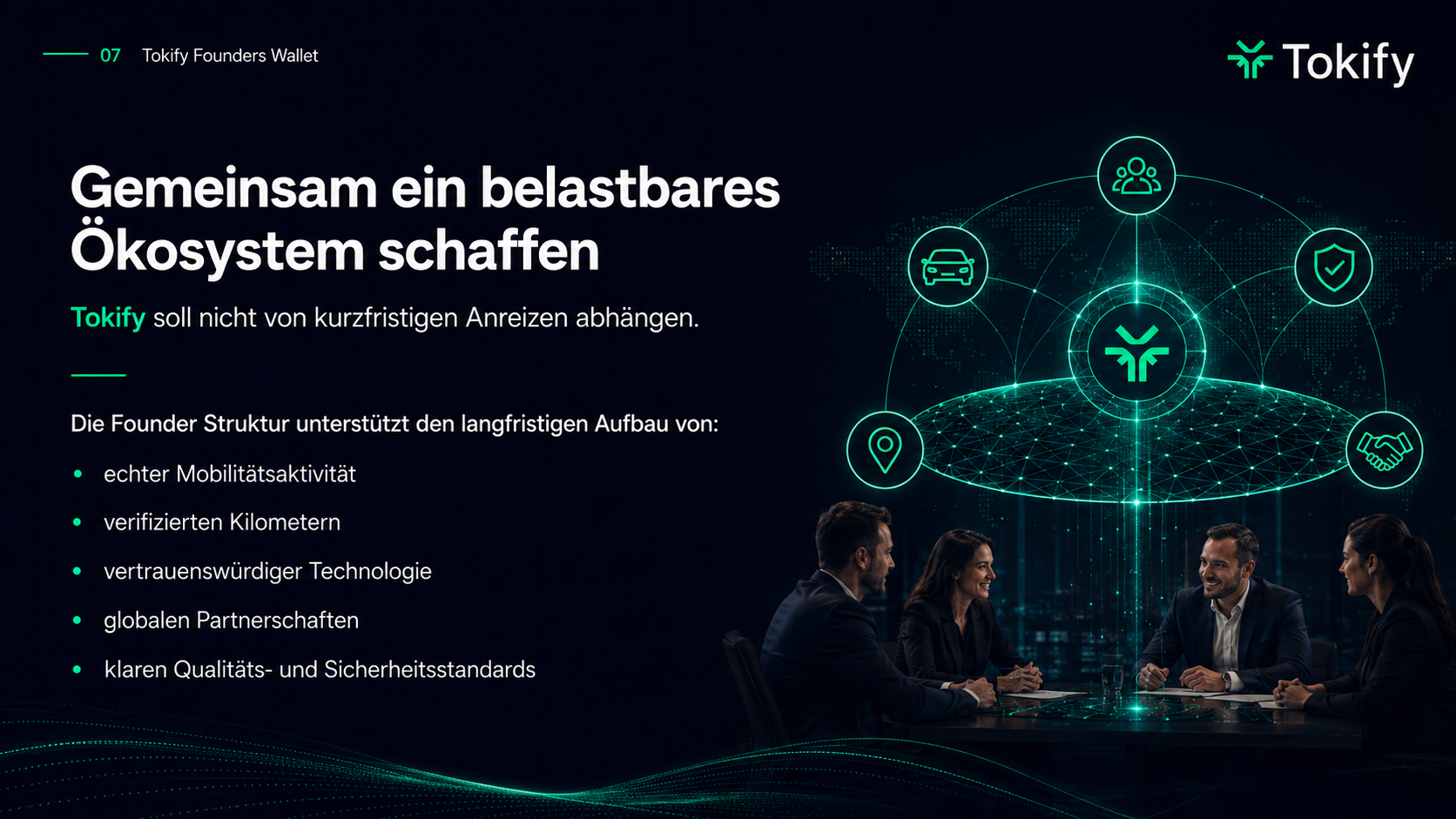 Illustrative Tokify team and global mobility network