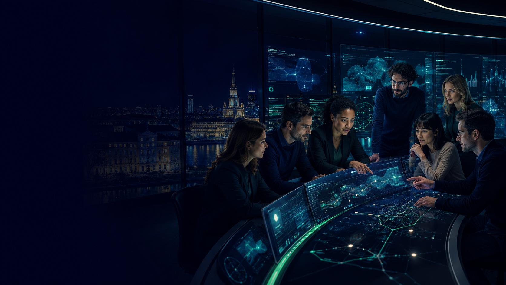 Tokify team visualising a connected mobility network